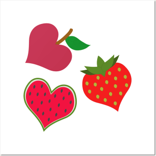 Heart shaped berries and fruits. Posters and Art